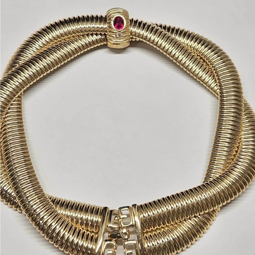 Vintage 1980s Givenchy Gold Stovepipe Necklace - RARE - Picture 2 of 6
